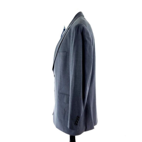 Jos A Bank Wool 2 Button 2 Piece Suit 44L Gray 36/29 Pleated Cuffed High Rise Su - Picture 6 of 12